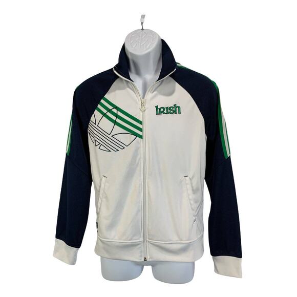 Adidas Mens Full Zip Jacket Size Medium Lightweight Fighting Irish Embroidered - Picture 1 of 11